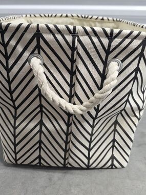 Canvas Tote Bag in Black & Cream with Rope Handles